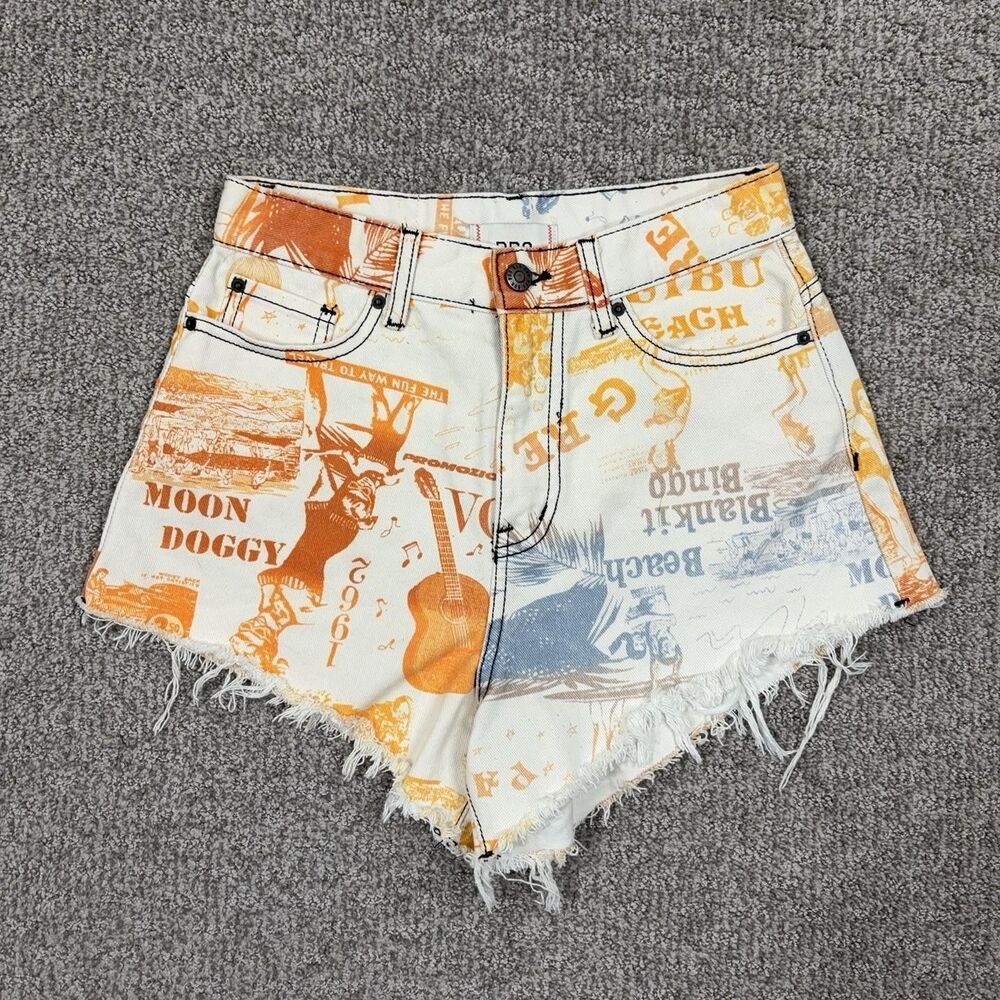 BDG Shorts Womens 26 Denim High Rise Cutoff Raw Hem Beach Surf Retro Festival
